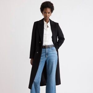 Long Fitted 2-Button Twill Coat